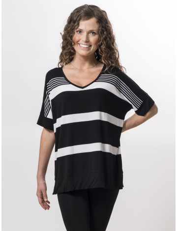 Striped V-neck top by Cable & Gauge