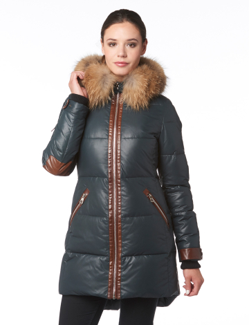 Quilted polyfill coat with ciré outer shell by  Froccella