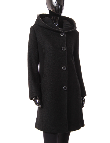 Boiled wool swing coat with hood by Niccolini