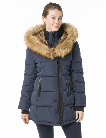 Quilted jacket with faux fur trim by Noize