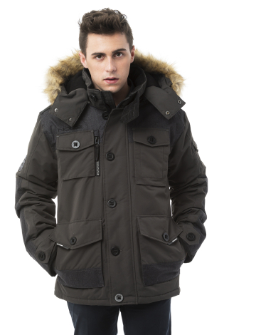 Men's polyfill parka with faux fur trim by Noize