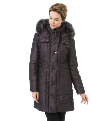 Embossed coat with tipped fur trim by Styla